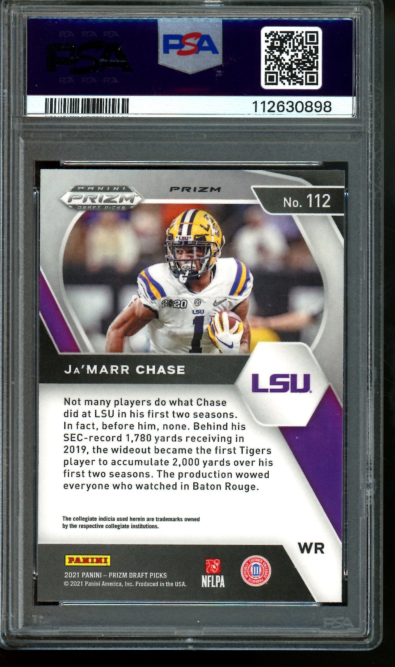 2021 Panini Prizm Draft Picks Ja'Marr Chase Red White Blue Rookie PSA 10 Bengals
