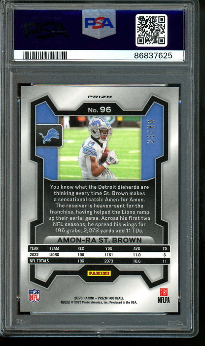 2023 Panini Prizm Amon-Ra St. Brown Orange Wave /60 PSA 9 Lions