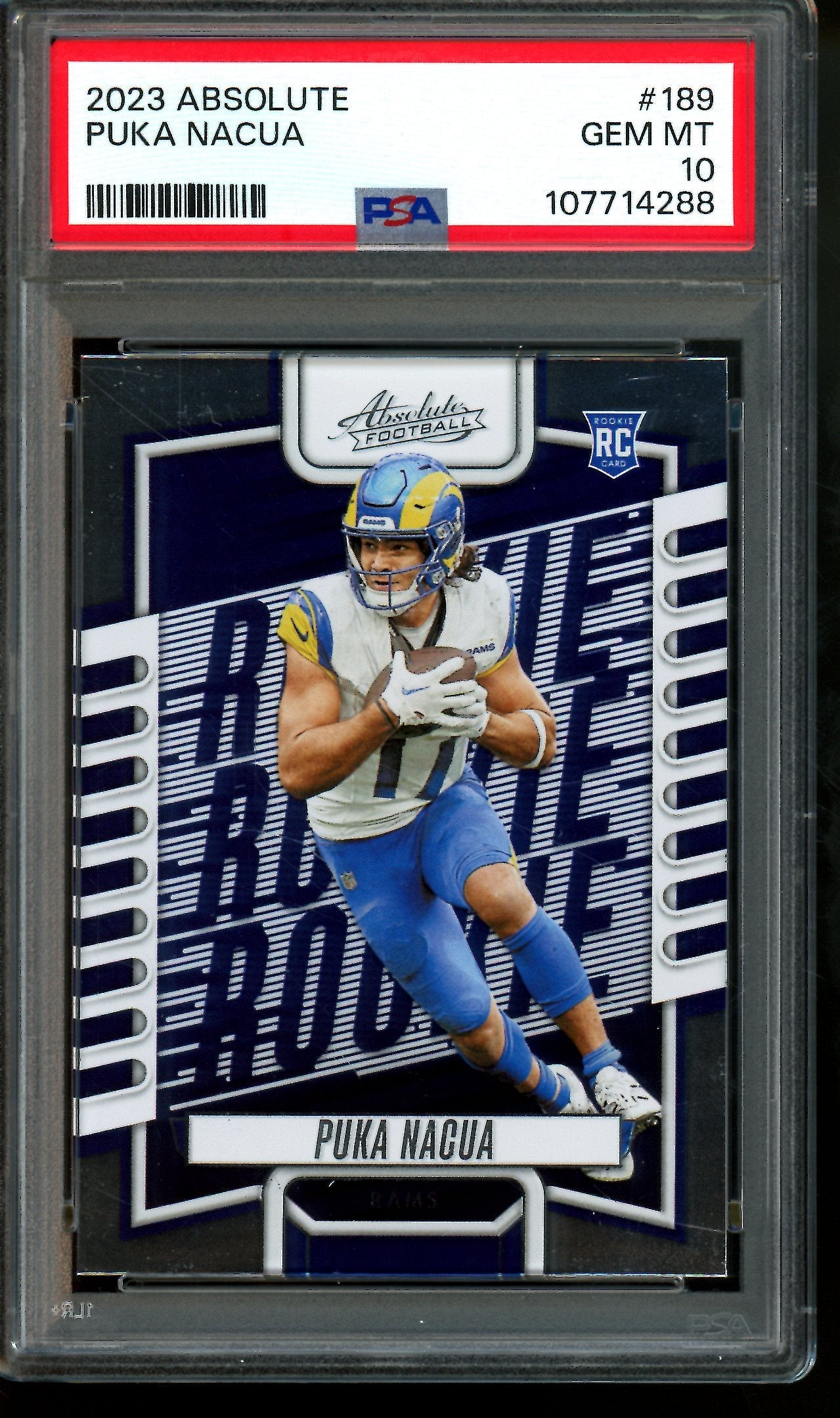 2023 Panini Absolute Puka Nacua Rookie PSA 10 Rams