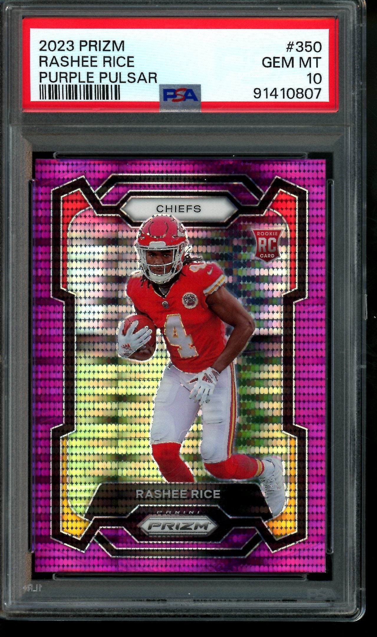 2023 Panini Prizm Rashee Rice Purple Pulsar Rookie PSA 10 Chiefs