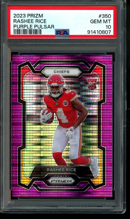2023 Panini Prizm Rashee Rice Purple Pulsar Rookie PSA 10 Chiefs
