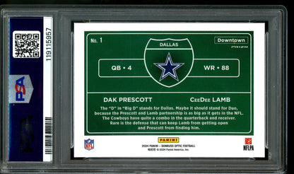2024 Panini Optic Dak Precott / CeeDee Lamb Downtown Case Hit Dual PSA 9 Cowboys
