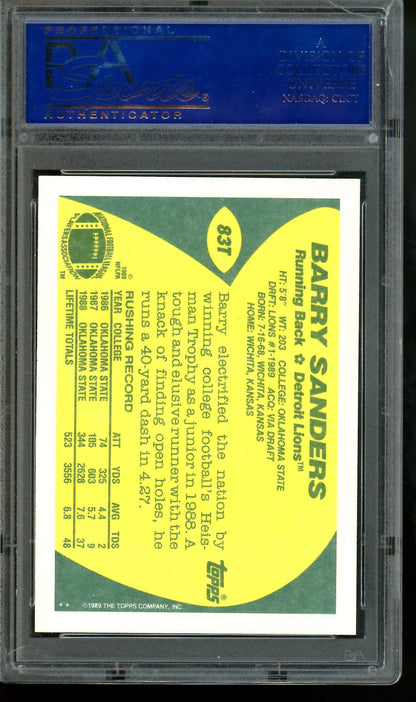 1989 Topps Traded Barry Sanders Rookie Card PSA 10 Lions