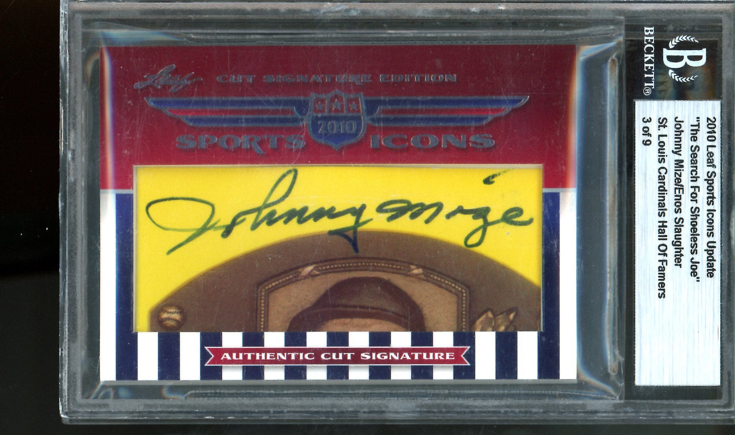2010 Leaf Sports Icons Johnny Mize / Enos Slaughter Dual Autograph BGS Authentic 3/9