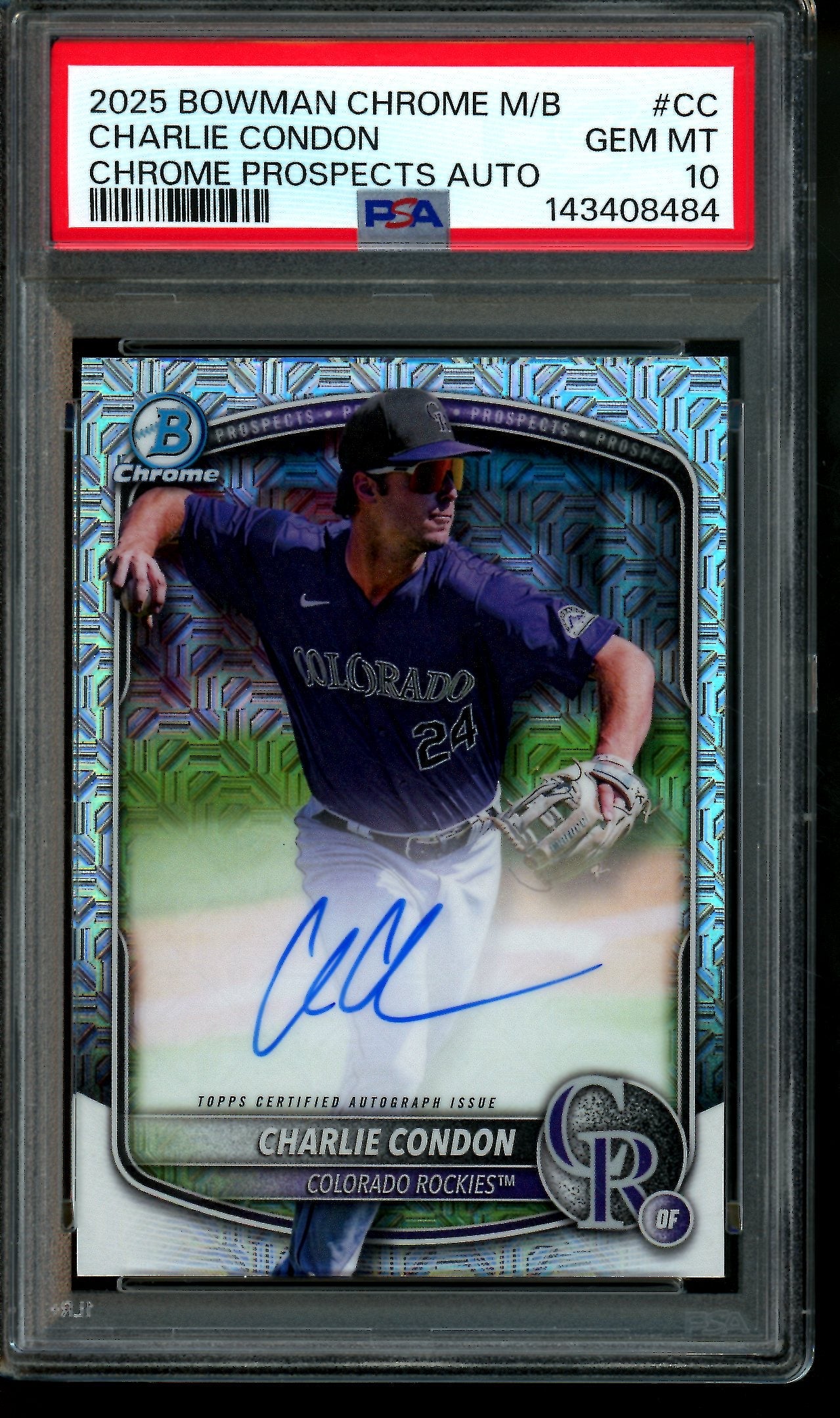 2025 Bowman Chrome Charlie Condon Mojo Autograph PSA 10 Rockies