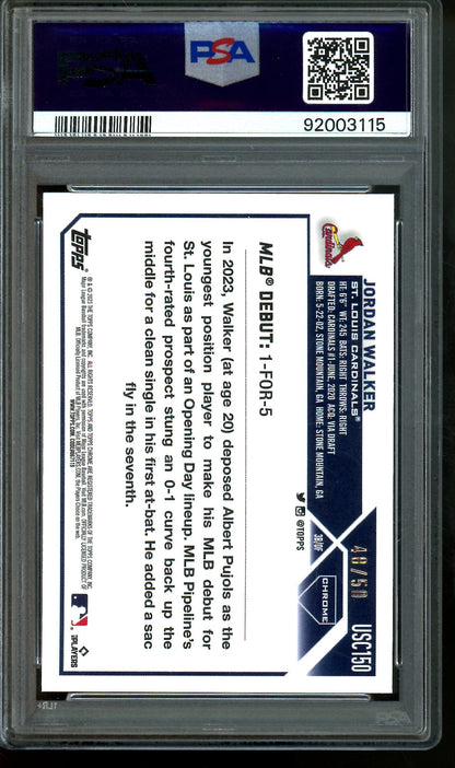 2023 Topps Chrome Jordan Walker Gold Mini Diamond Rookie PSA 9 Cardinals