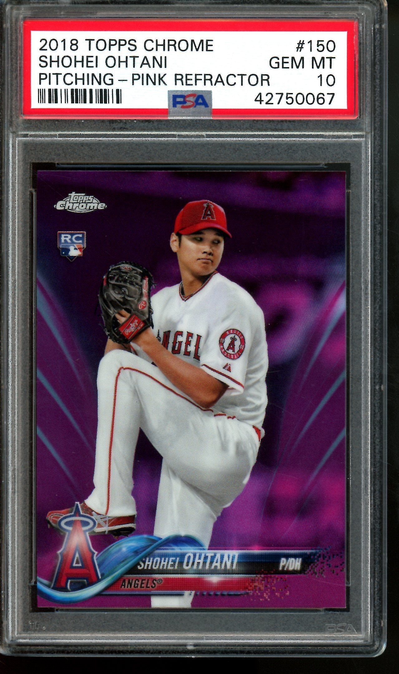 2018 Topps Chrome Shohei Ohtani Pitching Pink Refractor Rookie Card PSA 10 Angels / Dodgers