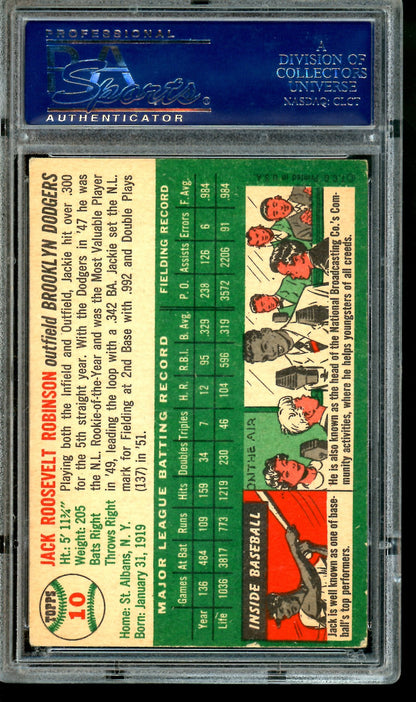 1954 Topps Jackie Robinson #10 PSA 3 VG Dodgers