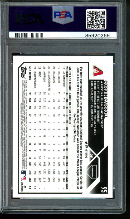 2023 Topps Chrome Corbin Carroll Rookie PSA 10 Diamondbacks