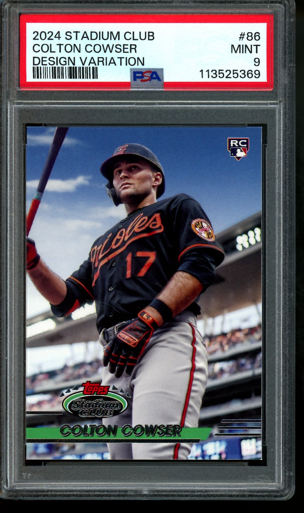 2024 Topps Stadium Club Colton Cowser Design Variation Rookie PSA 9 Orioles