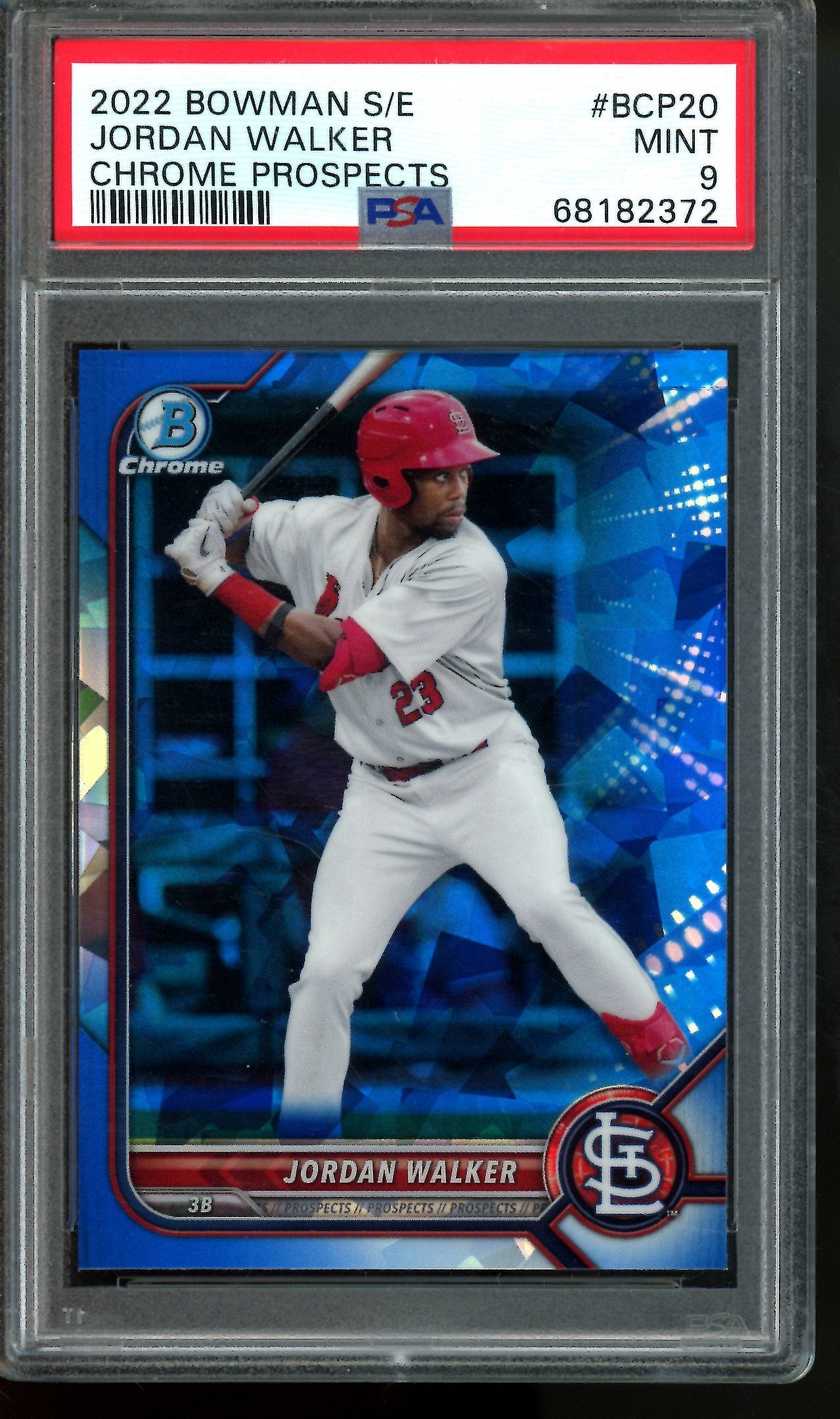2022 Bowman Sapphire Jordan Walker Chrome Prospects PSA 9 Cardinals