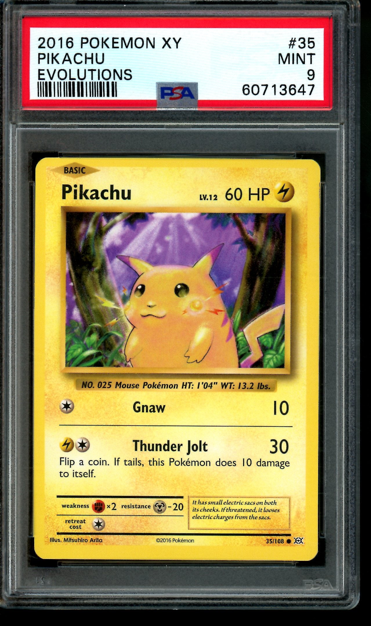 2016 Pokemon XY Pikachu Evolutions 35/108 PSA 9