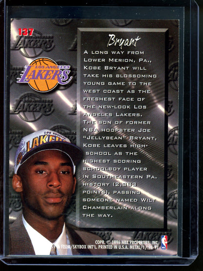 1996 Fleer Metal Kobe Bryant Fresh Foundation Rookie Lakers