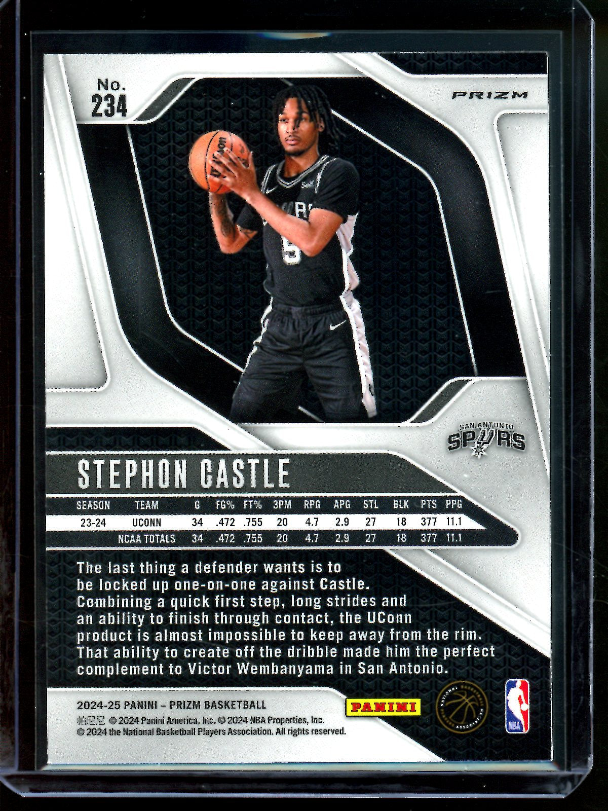 2024 Panini Prizm Stephon Castle Red Cracked Ice Rookie Spurs