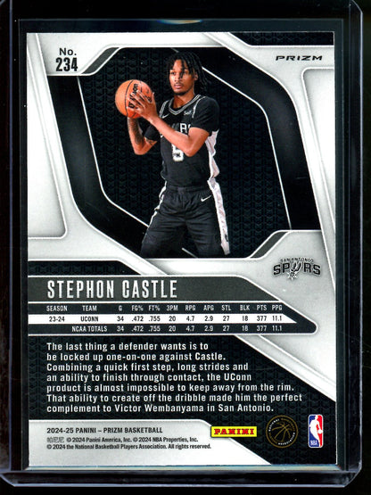 2024 Panini Prizm Stephon Castle Red Cracked Ice Rookie Spurs