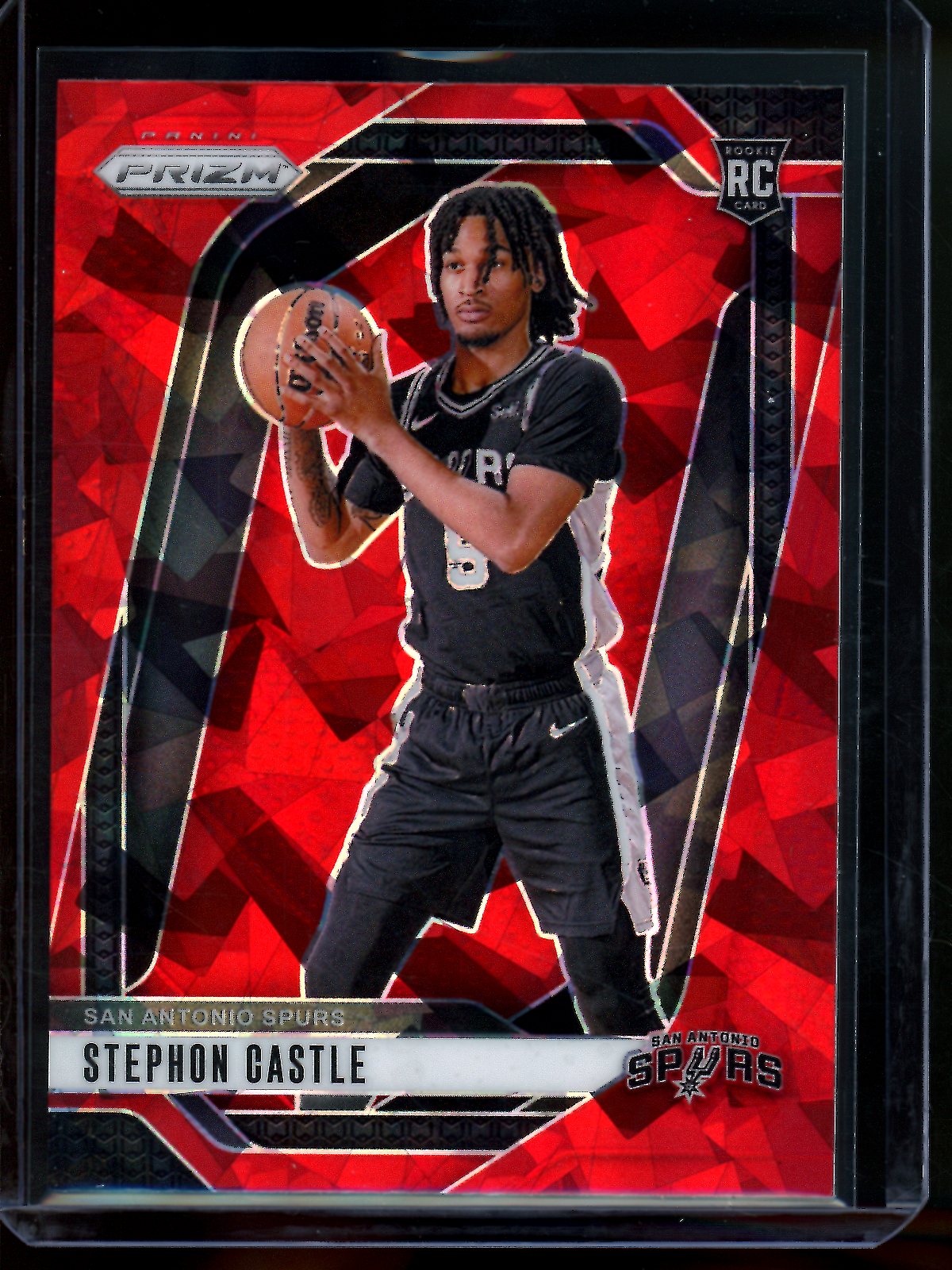 2024 Panini Prizm Stephon Castle Red Cracked Ice Rookie Spurs