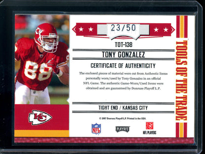 2007 Panini Absolute Tony Gonzalez Tools of the Trade Relic Jumbo /50 Chiefs