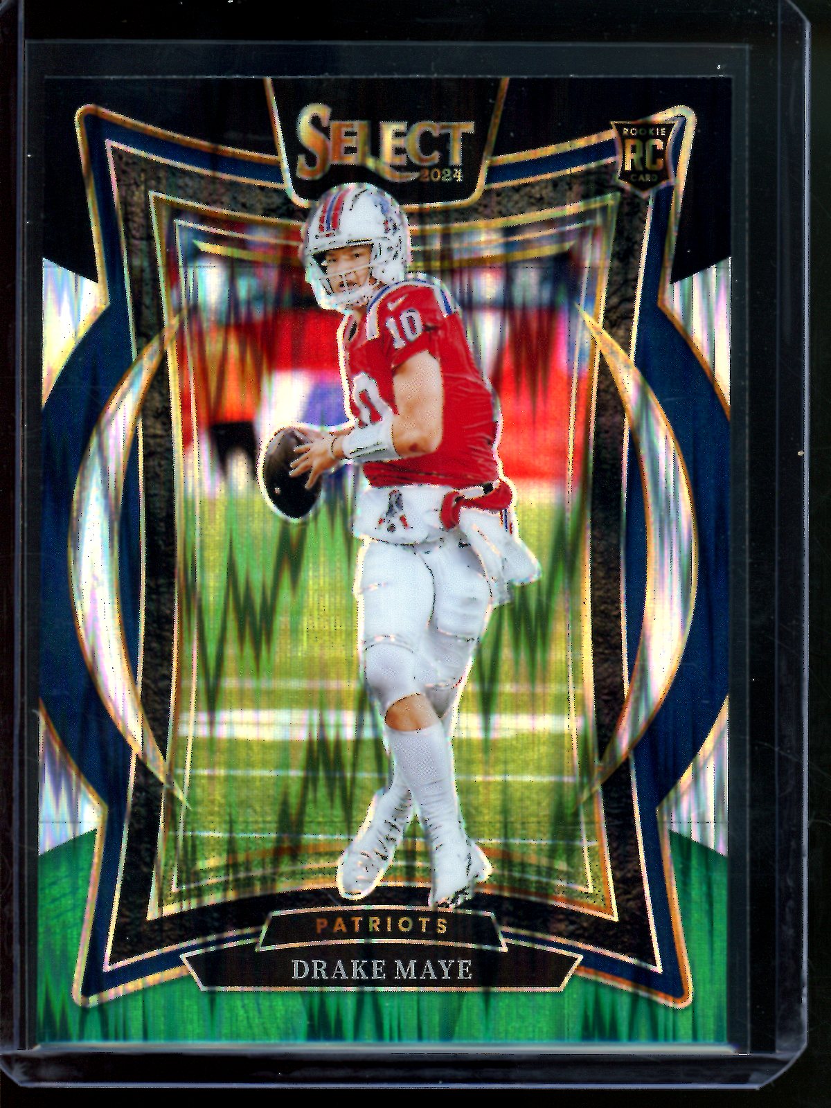 2024 Panini Select Drake Maye Green and Black Shock Rookie Patriots