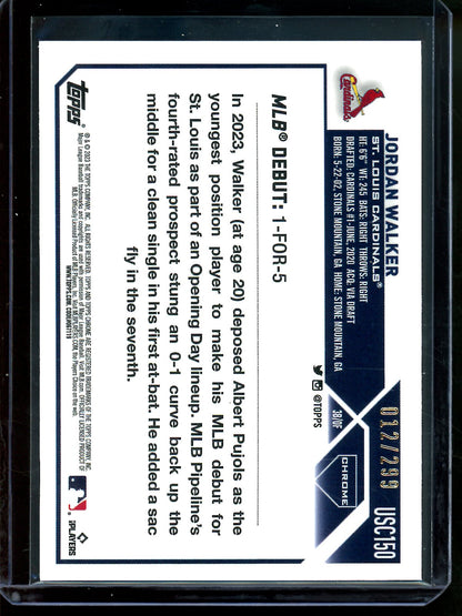 2023 Topps Chrome Jordan Walker Magenta Lava Rookie /299 Cardinals