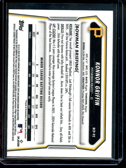 2026 Bowman Chrome Konnor Griffin Mini Diamond /299 Pirates