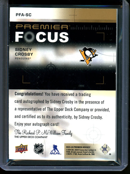 2023 Upper Deck Premier Sidney Crosby Focus Autograph /15 #PFA-SC Penguins