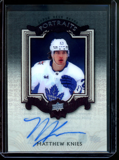 2024 Upper Deck Clear Cut Matthew Knies Portraits Retro Autograph #UDP-MK Maple Leafs