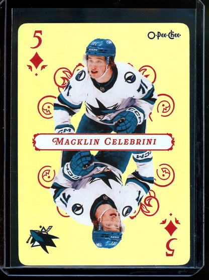 2026 O-Pee-Chee Macklin Celebrini Playing Card Insert Sharks