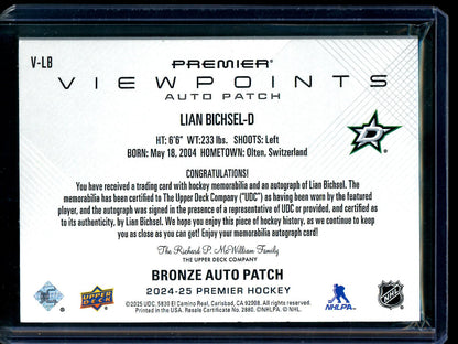 2025 Upper Deck Premier Lian Bichsel Bronze Autograph Patch Viewpoints /99 Stars