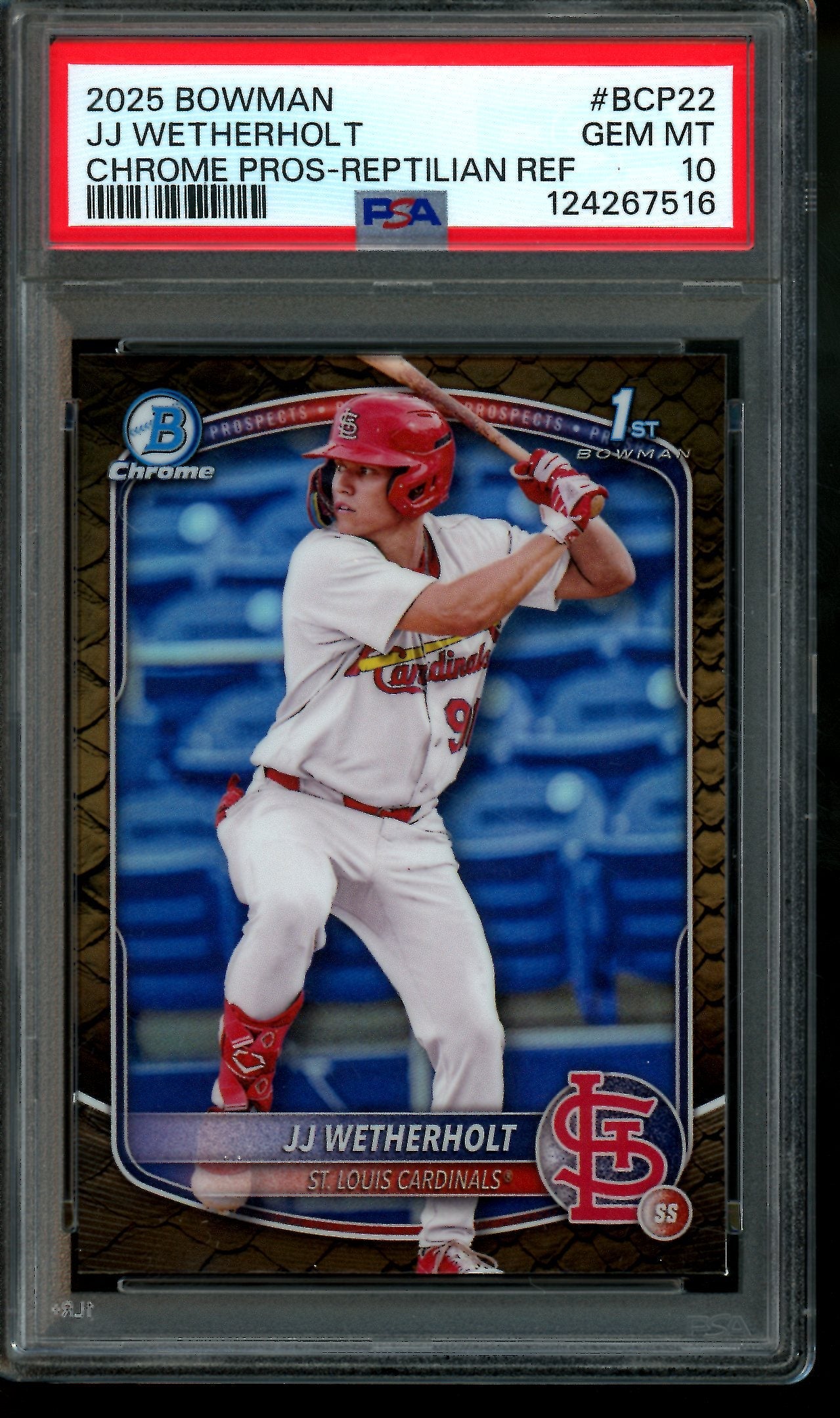 2025 Bowman Chrome JJ Wetherholt 1st Reptilian PSA 10 Cardinals