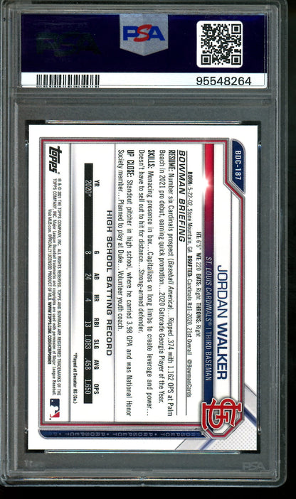2021 Bowman Sapphire Jordan Walker Green /50 PSA 10 Cardinals