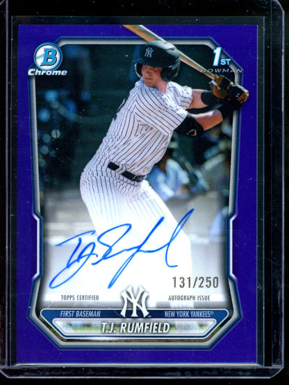 2026 Bowman Chrome T.J. Rumfield 1st Purple Autograph /250 Yankees