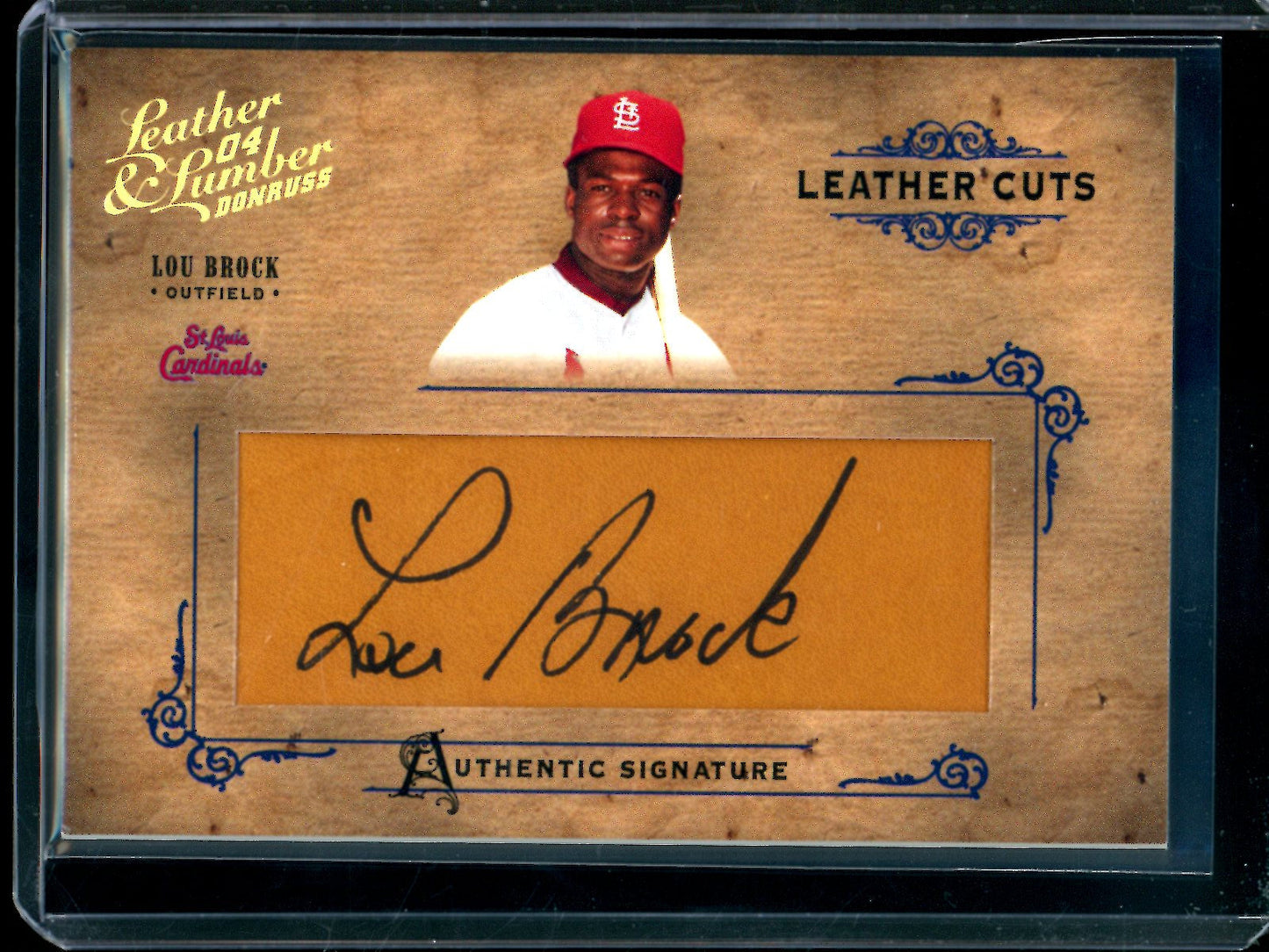2004 Panini Leather Lumber Donruss Lou Brock Leather Cuts Autograph /192 Cardinals