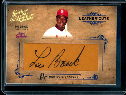 2004 Panini Leather Lumber Donruss Lou Brock Leather Cuts Autograph /192 Cardinals