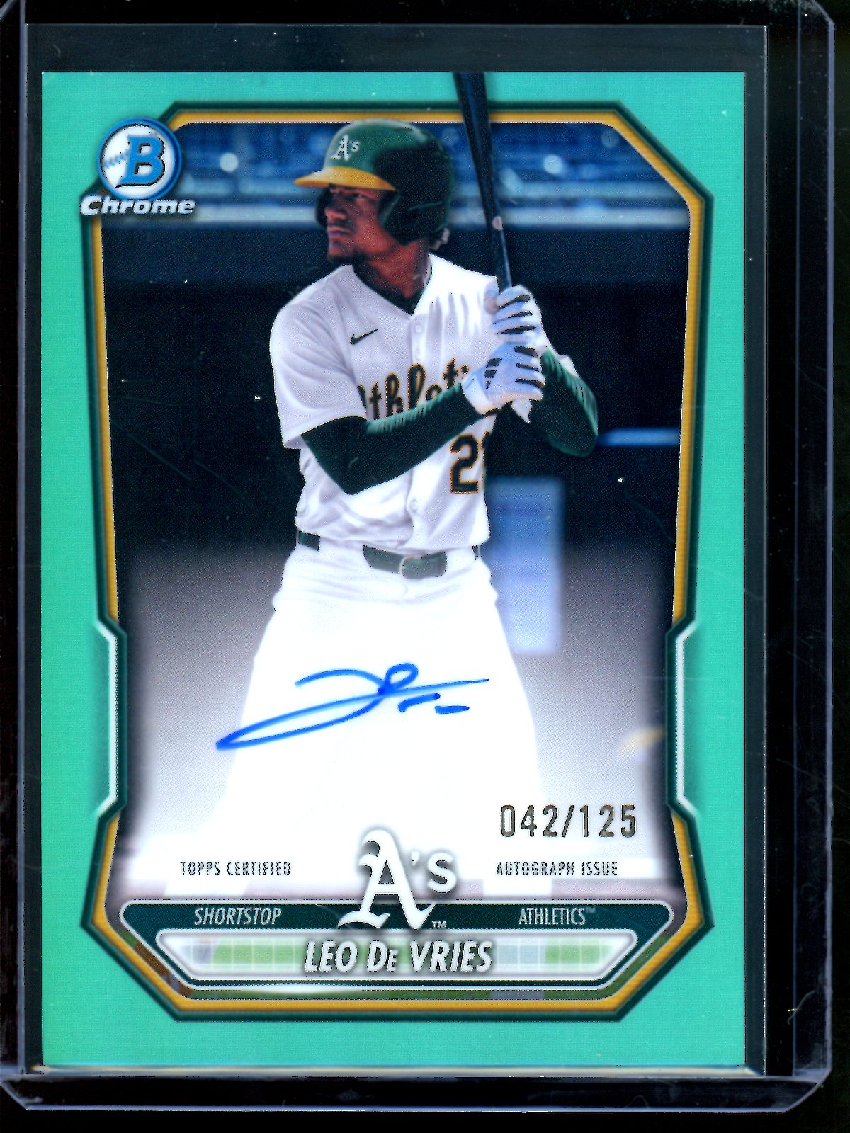 2026 Bowman Chrome Leo De Vries Aqua Autograph /125 Athletics