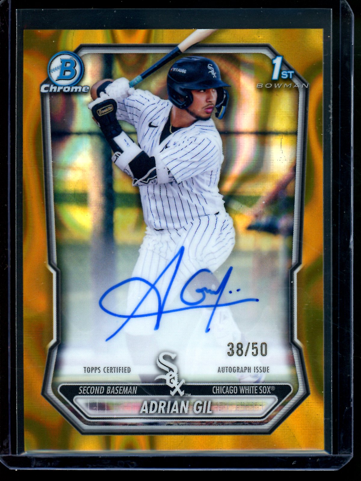 2026 Bowman Chrome Adrian Gil 1st Gold Lava Autograph /50 White Sox