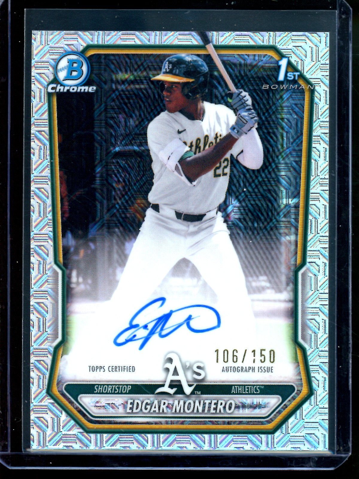 2026 Bowman Chrome Edgar Montero 1st Mojo Autograph /150 Athletics