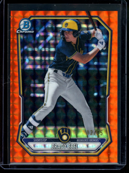 2026 Bowman Chrome Brady Ebel Orange Geometric Refractor /25 Brewers