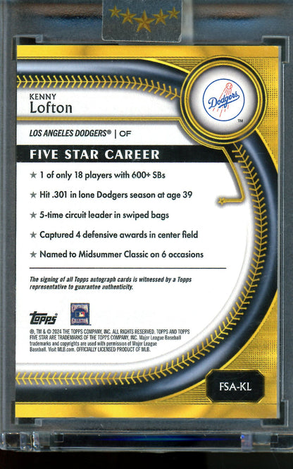2025 Topps Five Star Kenny Lofton Purple Autograph /50 Dodgers