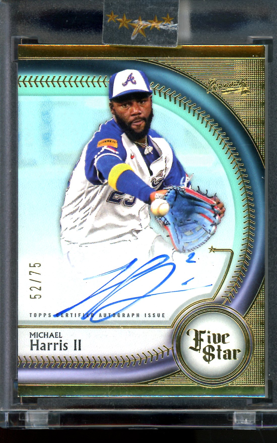 2025 Topps Five Star Michael Harris II Aqua Autograph Encased /75 Braves