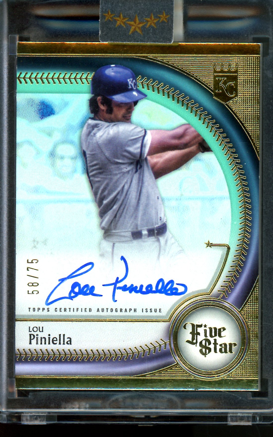 2025 Topps Five Star Lou Piniella Aqua Encased Autograph /75 Royals