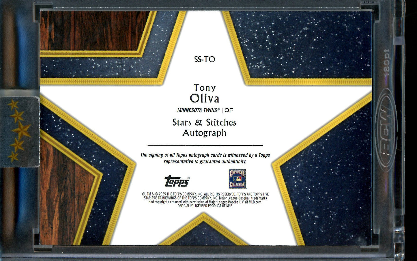 2025 Topps Five Star Tony Oliva Stars and Stitches Autograph Encased /25 Twins
