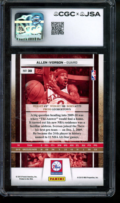 2009 Panini Season Update Allen Iverson Autograph Authentic CGC