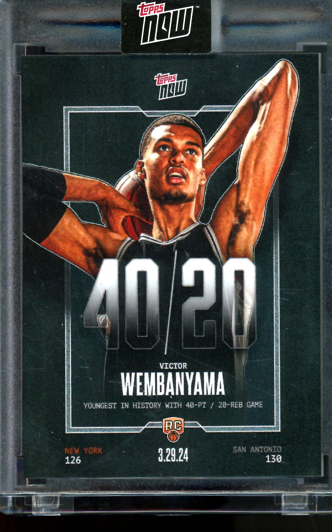 2024 Topps Now Victor Wembanyama 40/20 Rookie Encased Spurs