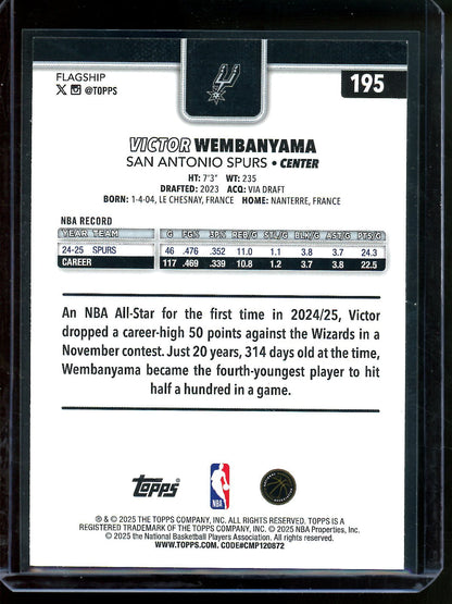 2025 Topps Flagship Victor Wembanyama Green Foil /99 Spurs