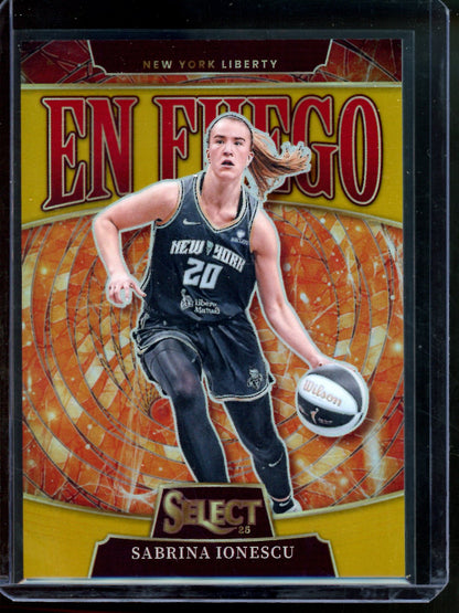 2025 Panini Select Sabrina Ionescu En Fuego Gold /10 Liberty