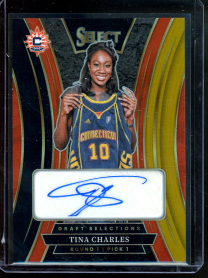 2025 Panini Select Tina Charles Draft Selections Autograph /5 Conneticut