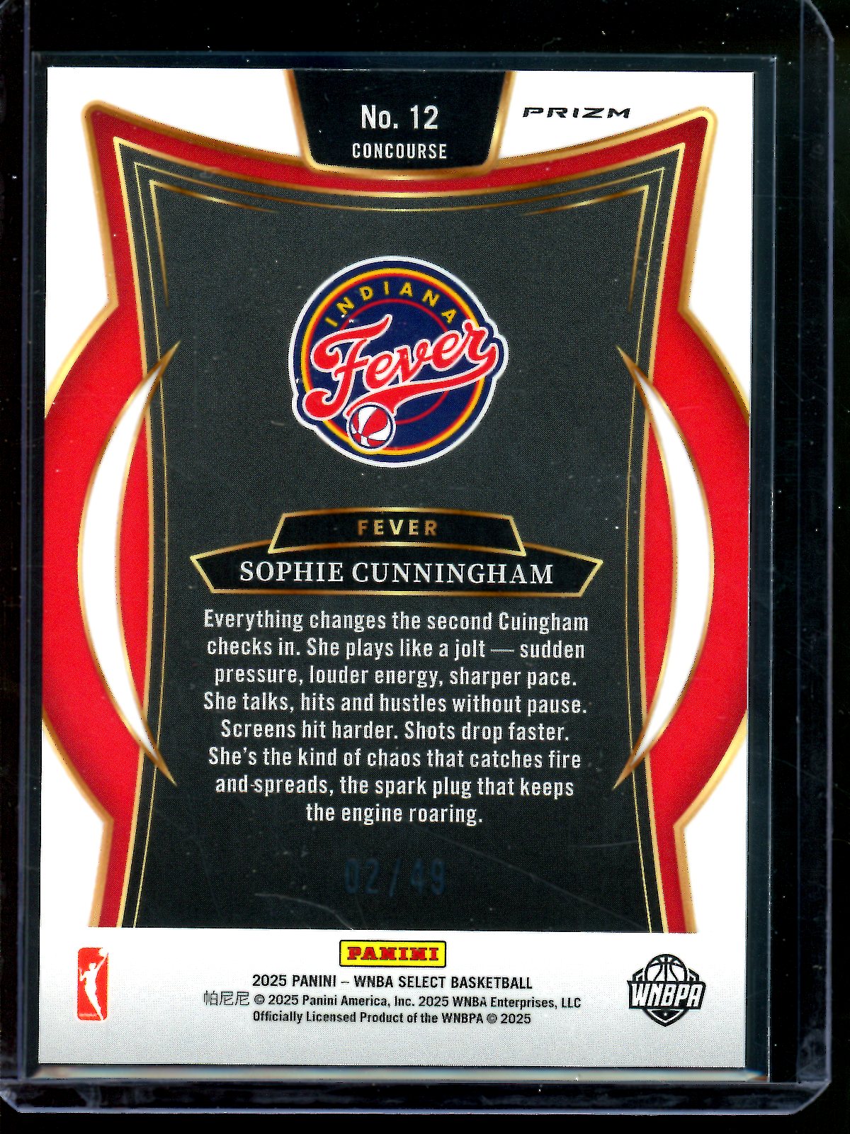 2025 Panini Select Sophie Cunningham /49 Fever