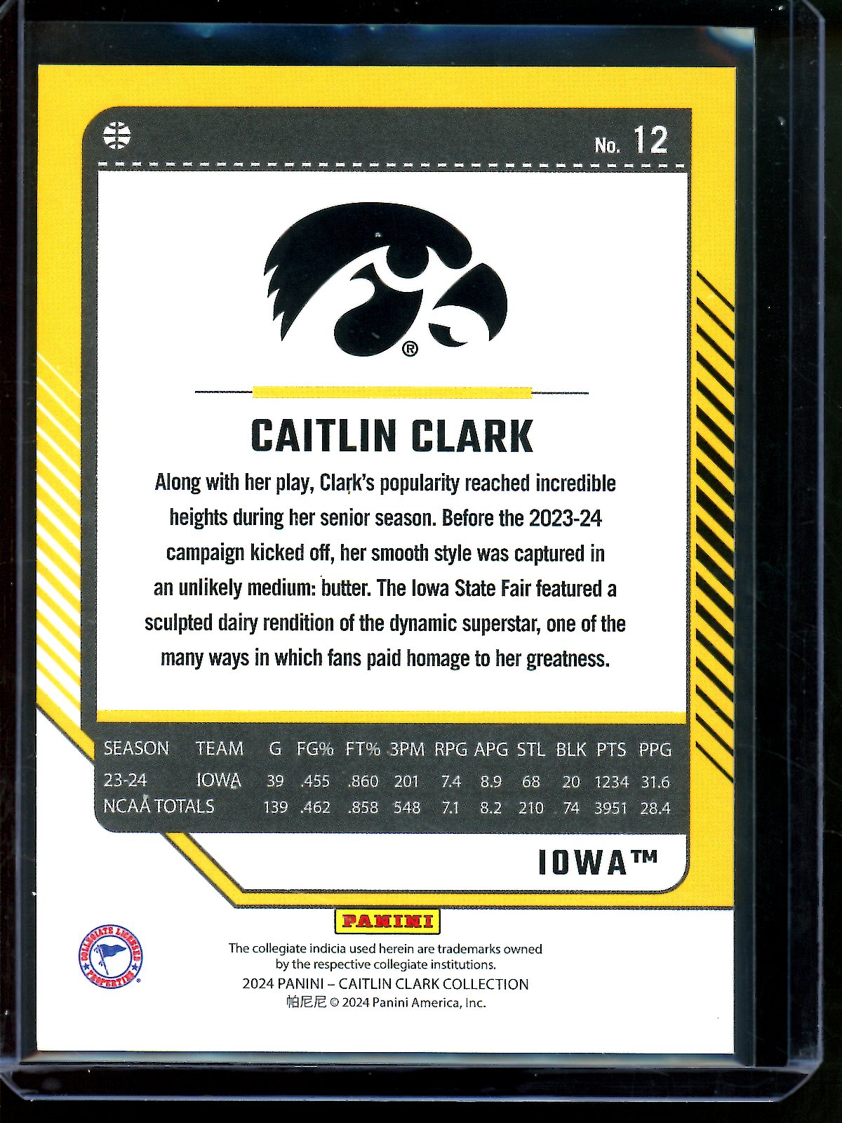 2024 Panini Donruss Caitlin Clark Gold /99 Hawkeyes