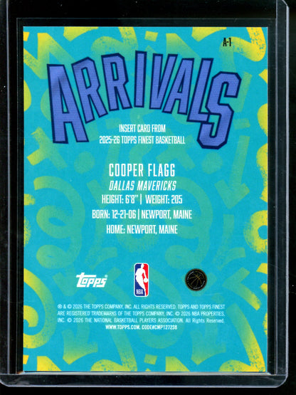 2026 Topps Finest Cooper Flagg Arrivals Gold Rookie Geometric /50 Mavericks