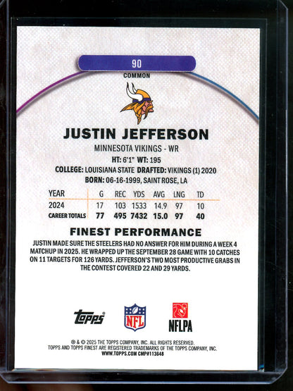 2025 Topps Finest Justin Jefferson Green /75 Vikings